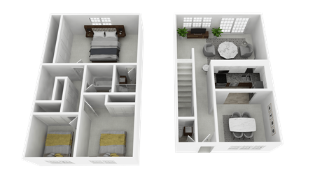3 Bedroom 2 Bathroom 1,323 Sq. Ft. Townhome at Olde Towne Apartments in Middletown, OH